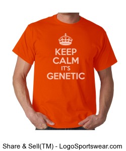 \"Keep Calm it\'s Genetics\" Unisex Gold Taped neck t-shirt Design Zoom