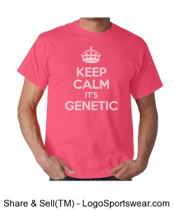 \"Keep Calm it\'s Genetics\" Unisex Pink Taped neck t-shirt Design Zoom
