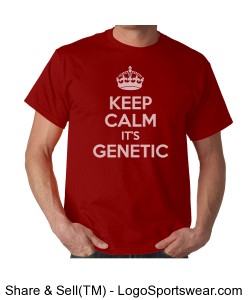\"Keep Calm it\'s Genetics\" Unisex Red Taped neck t-shirt Design Zoom