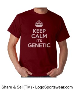 \"Keep Calm it\'s Genetics\" Unisex Cardinal Red Taped neck t-shirt Design Zoom