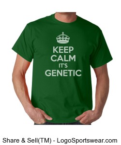 \"Keep Calm it\'s Genetics\" Unisex Green Taped neck t-shirt Design Zoom