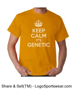 \"Keep Calm it\'s Genetics\" Unisex Gold Taped neck t-shirt Design Zoom