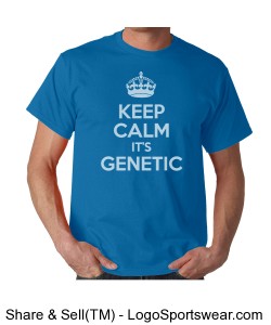 \"Keep Calm it\'s Genetics\" Unisex Heather Blue Taped neck t-shirt Design Zoom